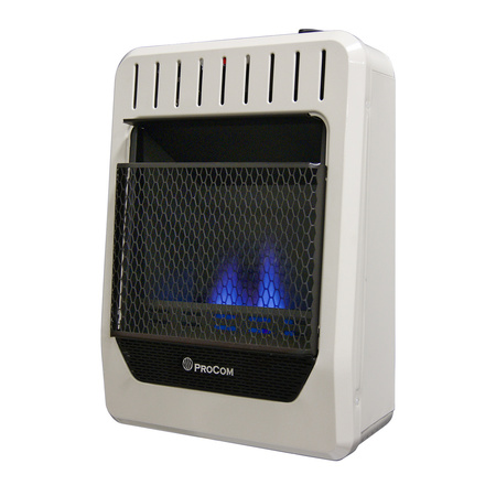 PROCOM Dual Fuel Ventless Blue Flame Heater - 10,000 Btu, Manual Cont MG10HBF